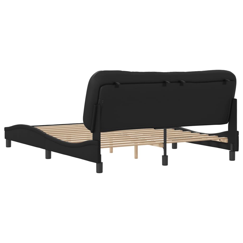 Bed Frame without Mattress Black 152x203 cm Queen Faux Leather Price