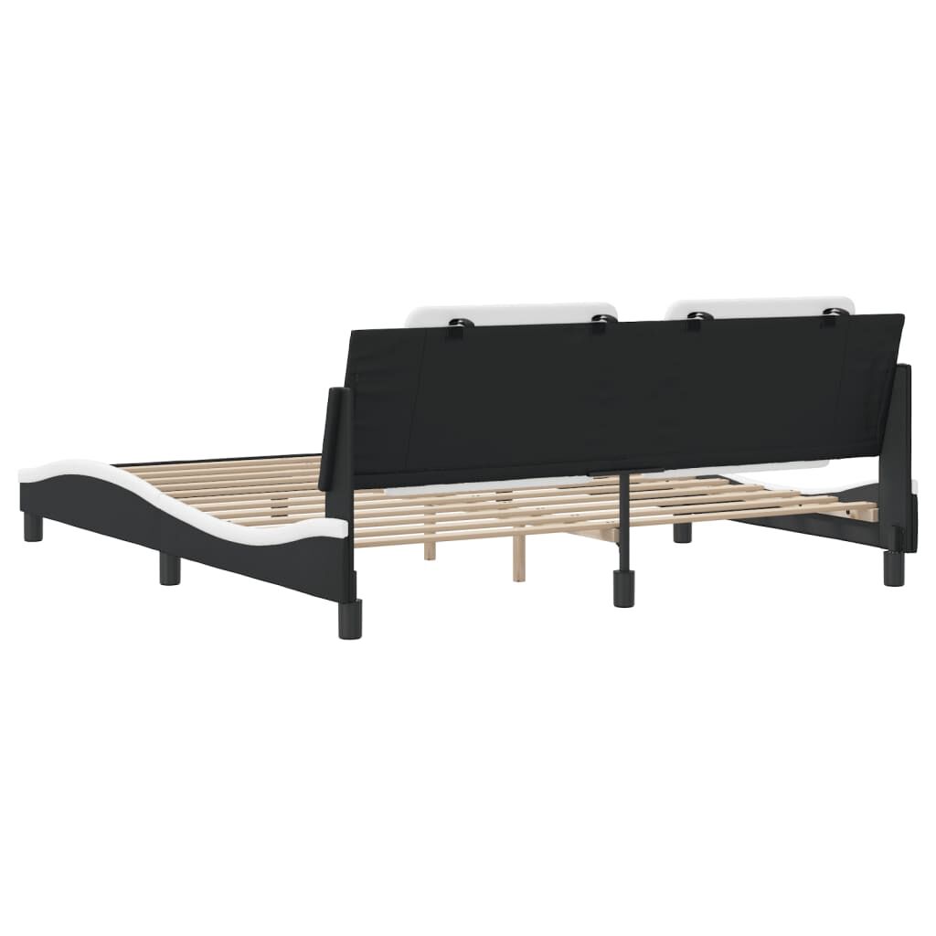 Bed Frame without Mattress Black and White 183x203 cm King Faux Leather Price