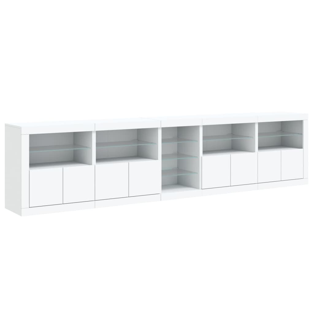 Sideboard with LED Lights White 283x37x67 cm Price