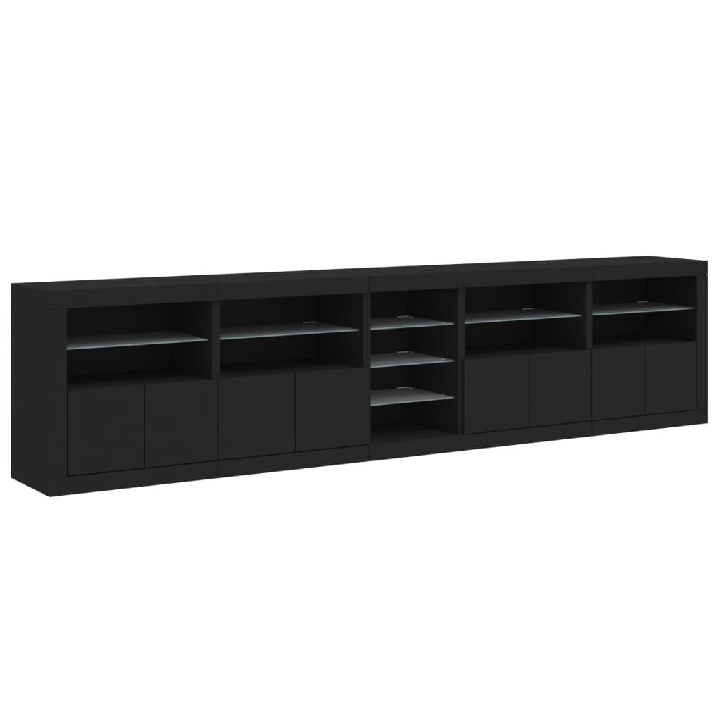 Sideboard with LED Lights Black 283x37x67 cm Price