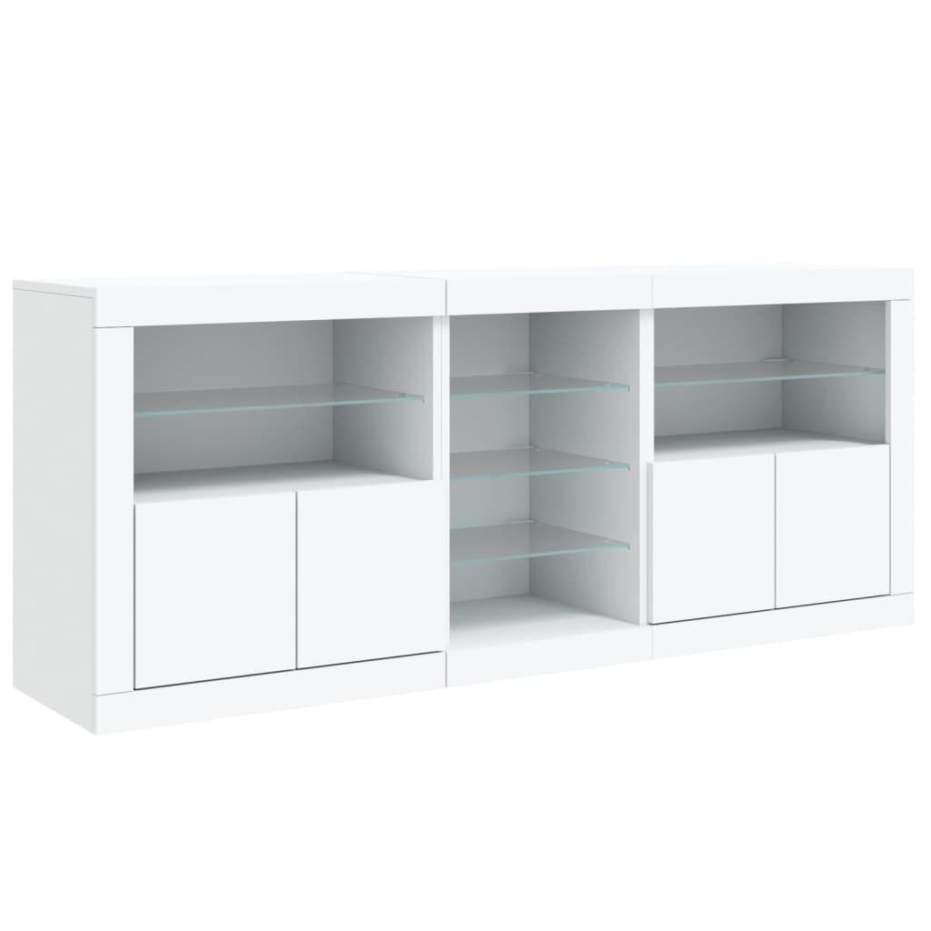 Sideboard with LED Lights White 162x37x67 cm Price