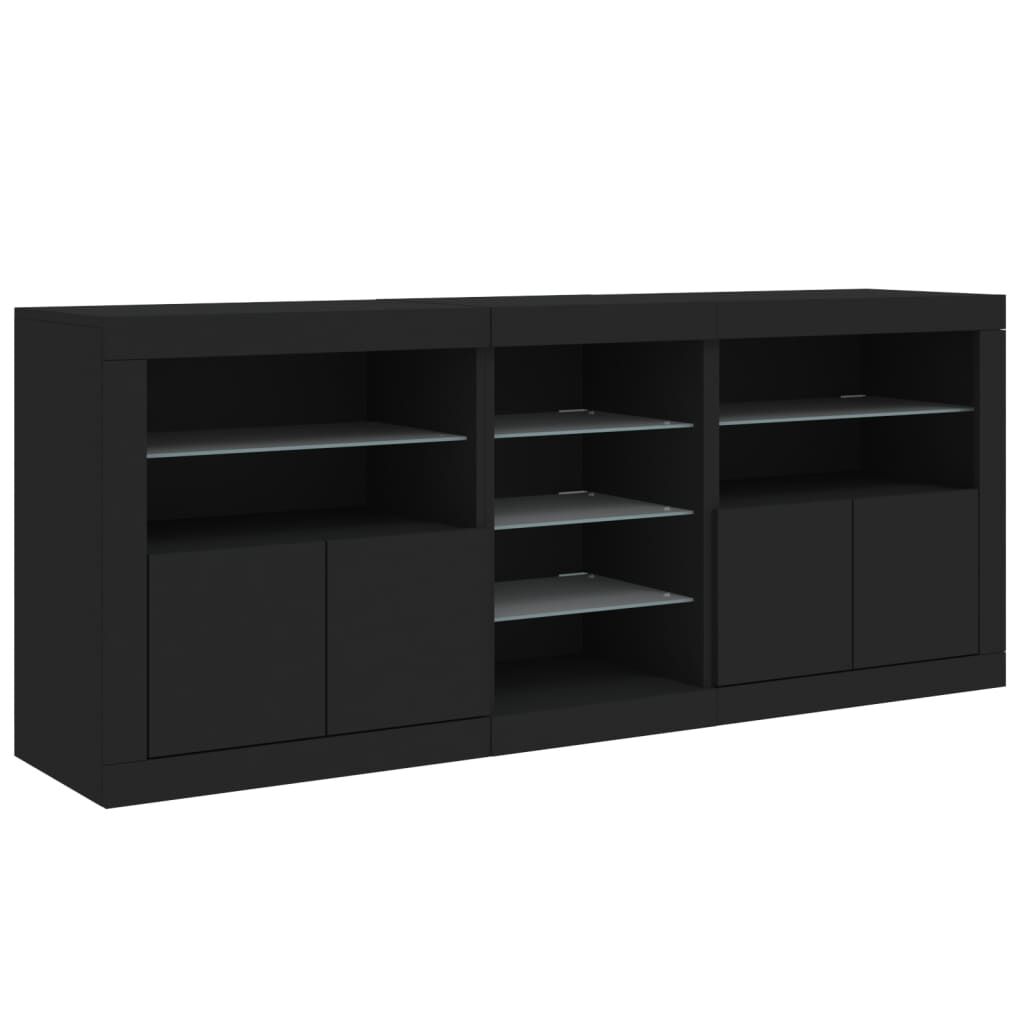Sideboard with LED Lights Black 162x37x67 cm Price