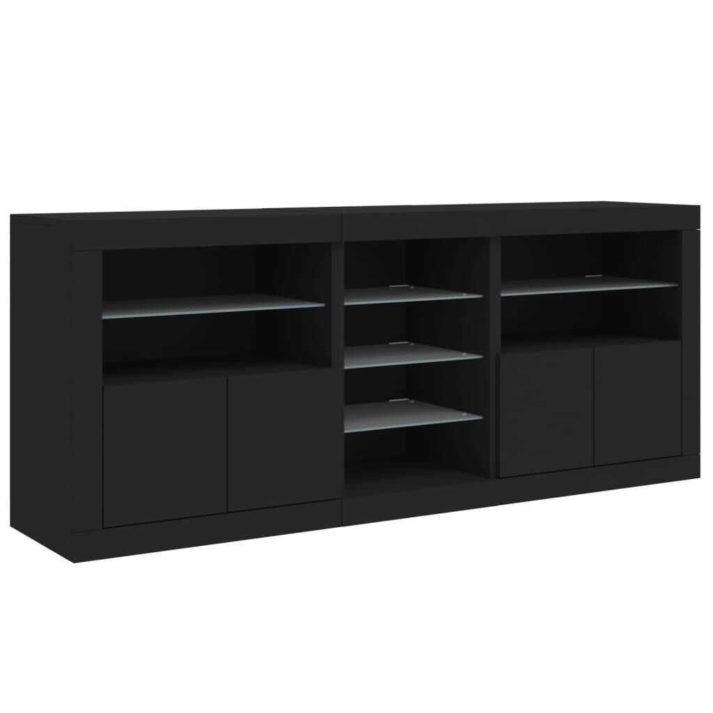 Sideboard with LED Lights Black 181.5x37x67 cm Price