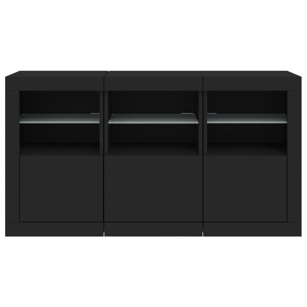 Sideboard with LED Lights Black 123x37x67 cm Price
