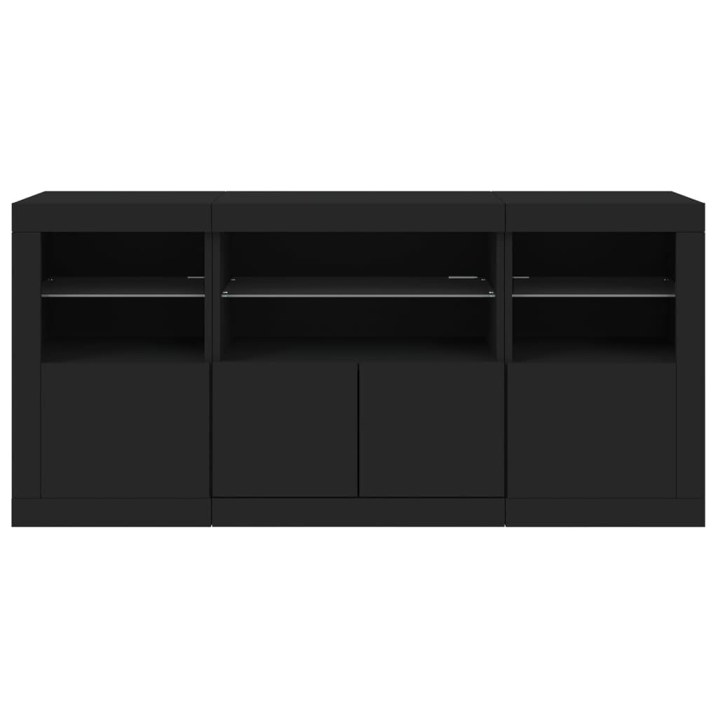 Sideboard with LED Lights Black 142.5x37x67 cm Price