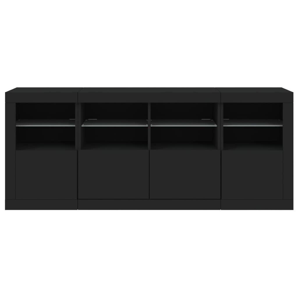 Sideboard with LED Lights Black 163x37x67 cm Price