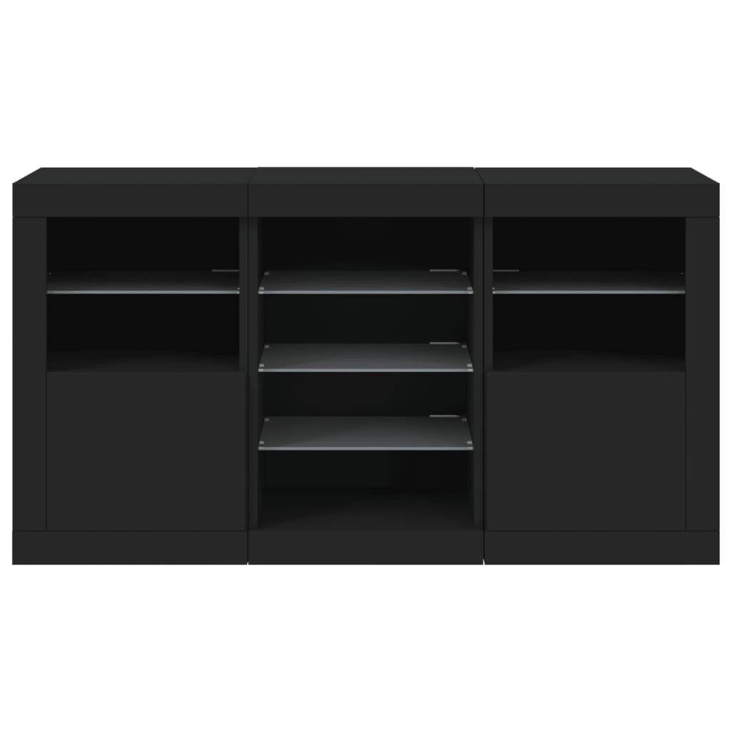 Sideboard with LED Lights Black 123x37x67 cm Price