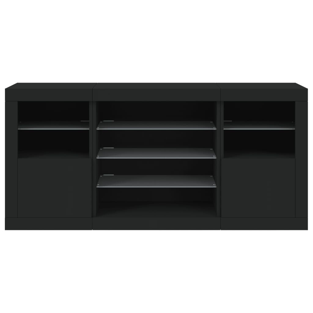 Sideboard with LED Lights Black 142.5x37x67 cm Price
