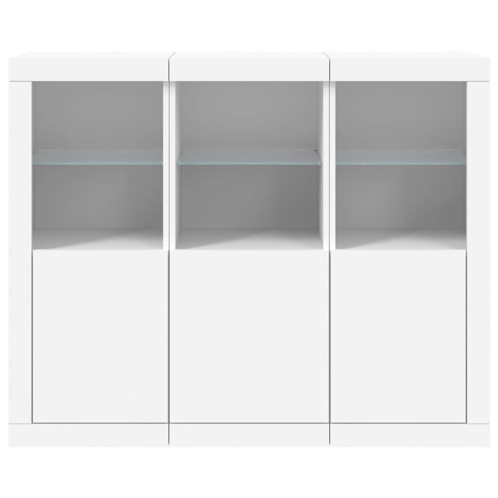 Sideboards with LED Lights 3 pcs White Engineered Wood Price