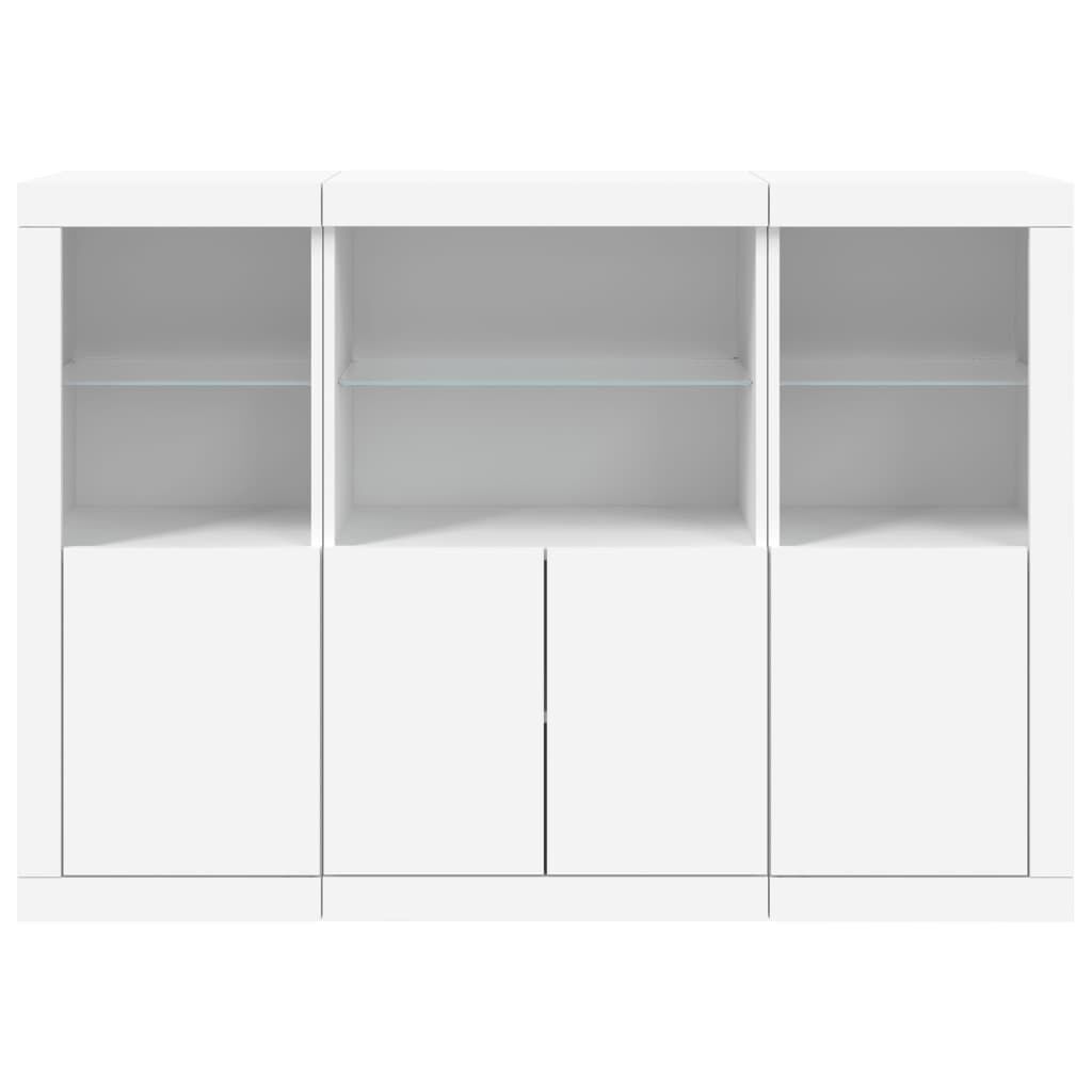 Sideboards with LED Lights 3 pcs White Engineered Wood Price