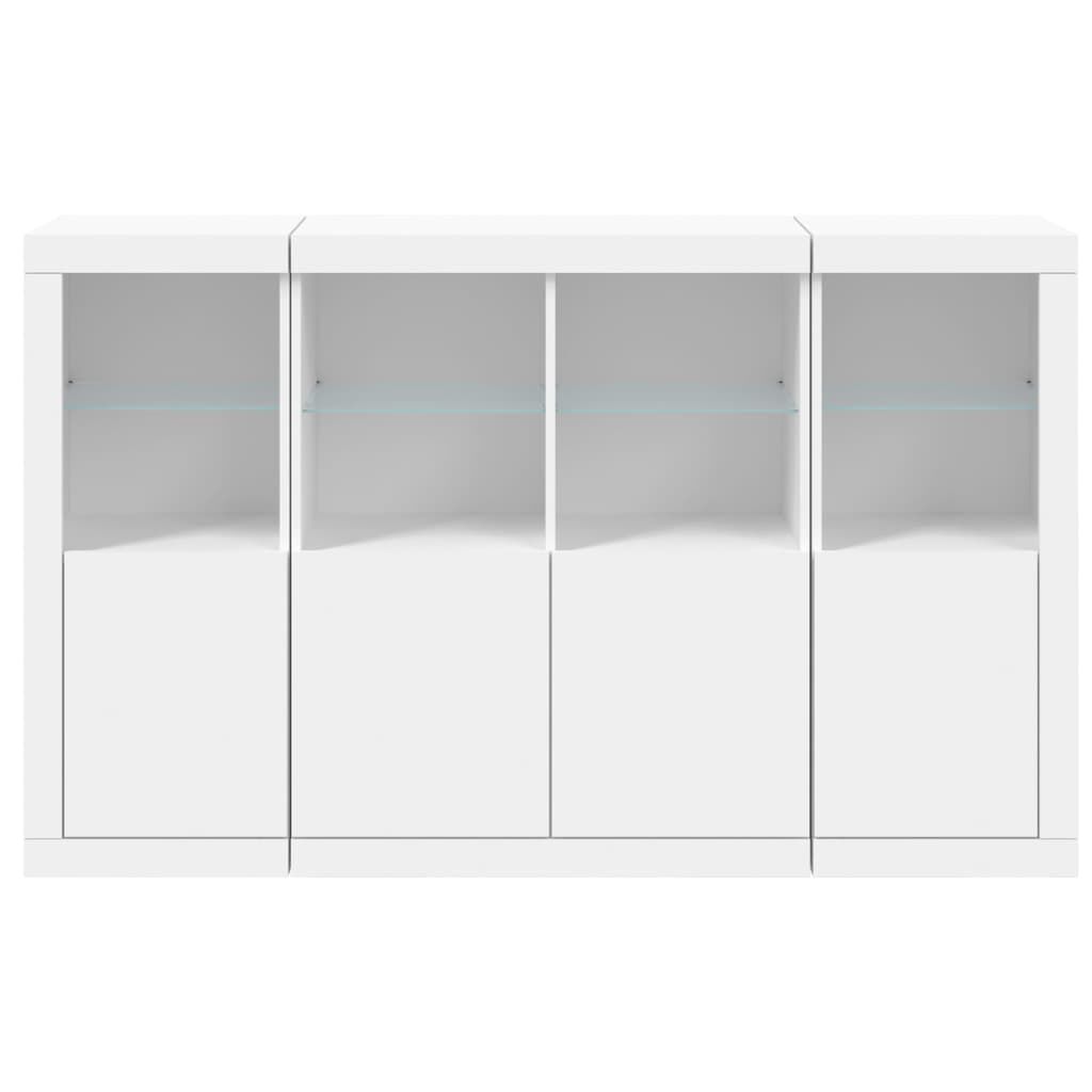 Sideboards with LED Lights 3 pcs White Engineered Wood Price
