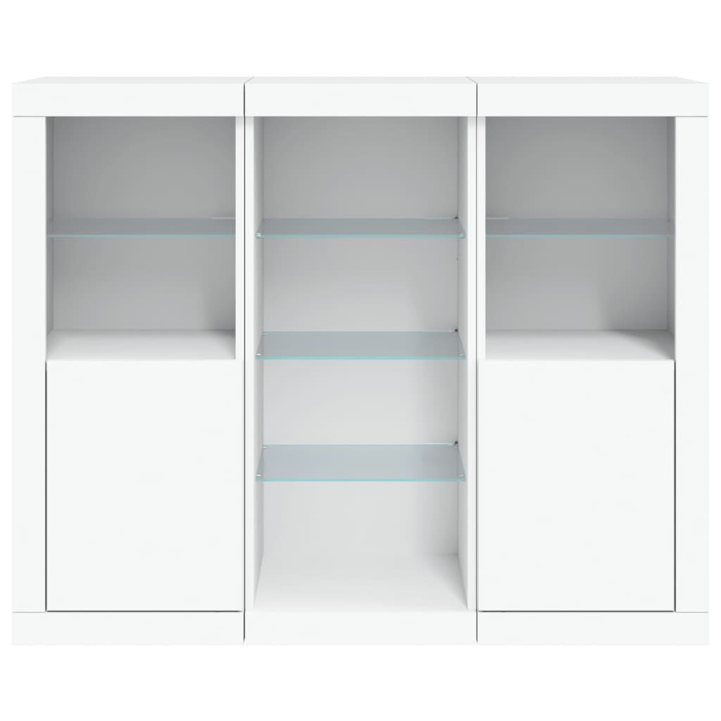 Sideboards with LED Lights 3 pcs White Engineered Wood Price