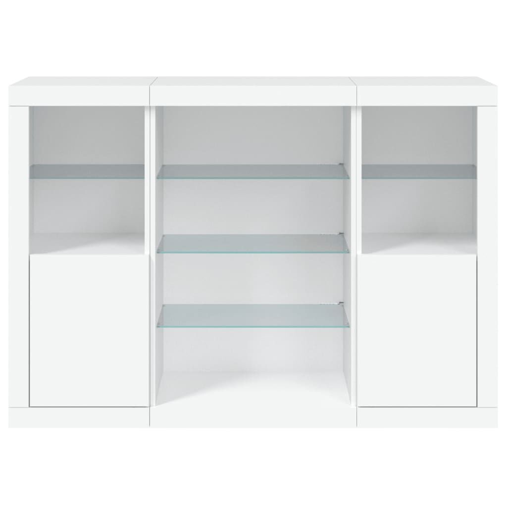Sideboards with LED Lights 3 pcs White Engineered Wood Price