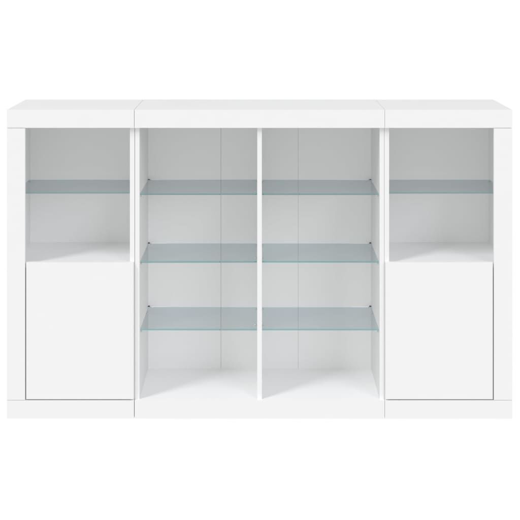 Sideboards with LED Lights 3 pcs White Engineered Wood Price