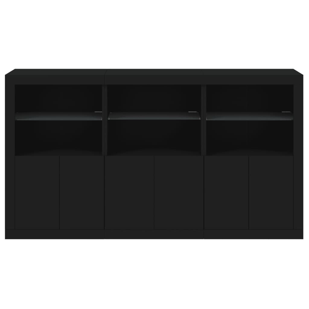 Sideboard with LED Lights Black 181.5x37x100 cm Price