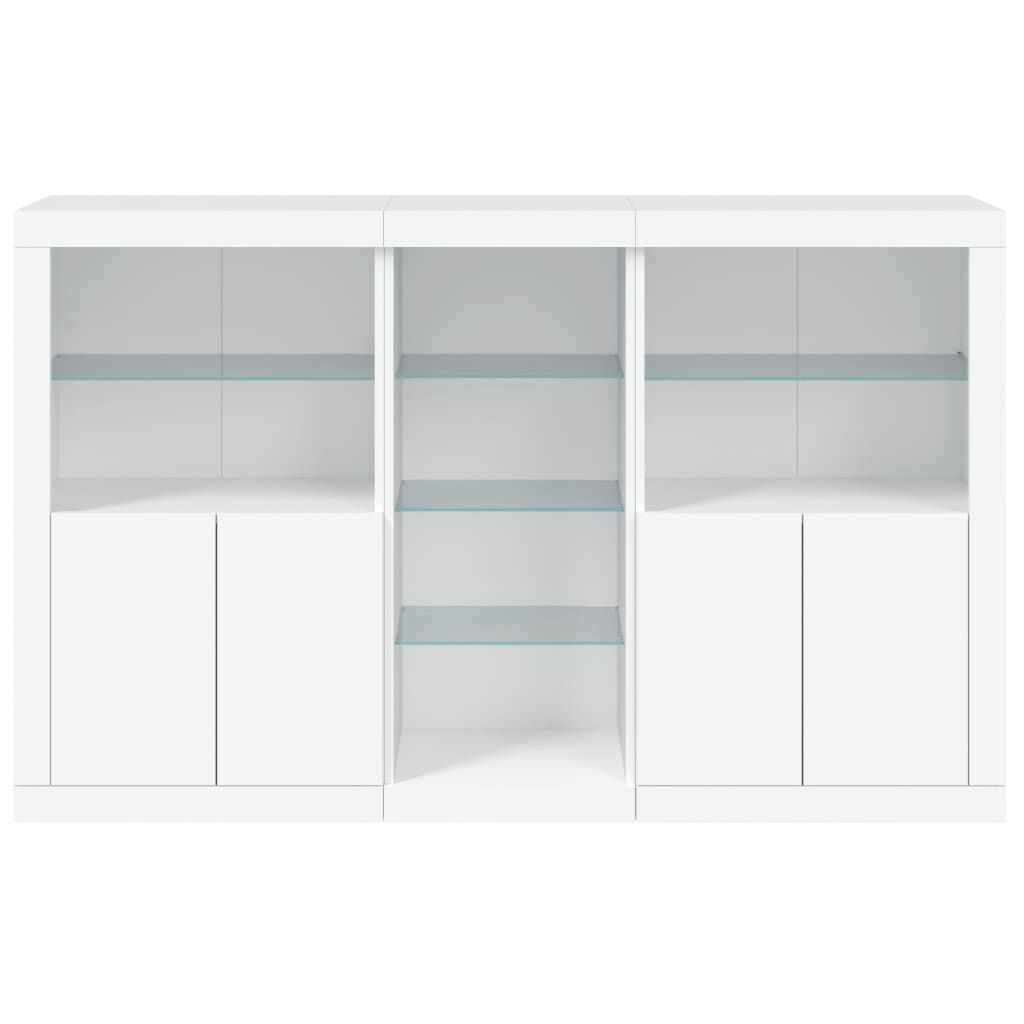 Sideboard with LED Lights White 162x37x100 cm Price