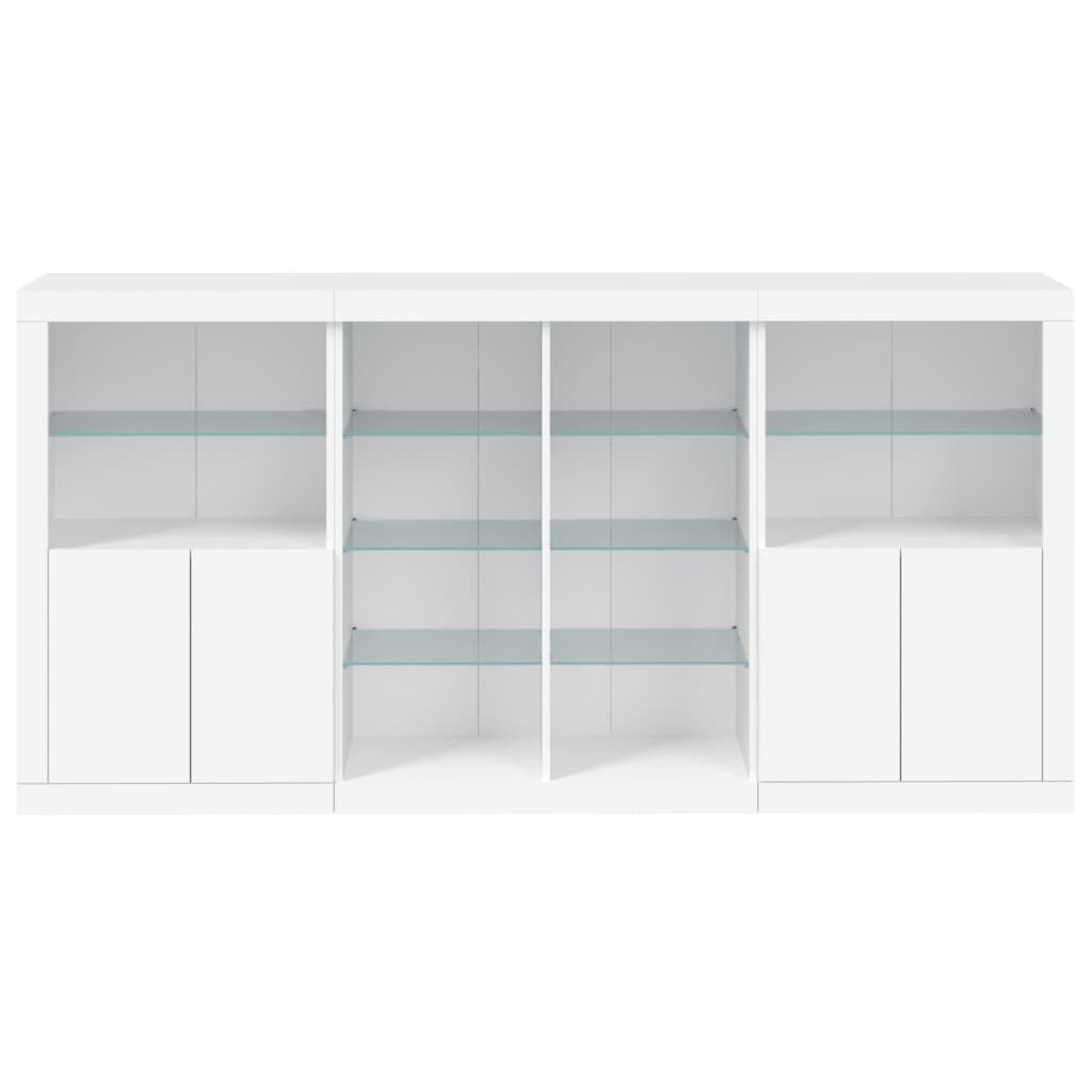 Sideboard with LED Lights White 202x37x100 cm Price