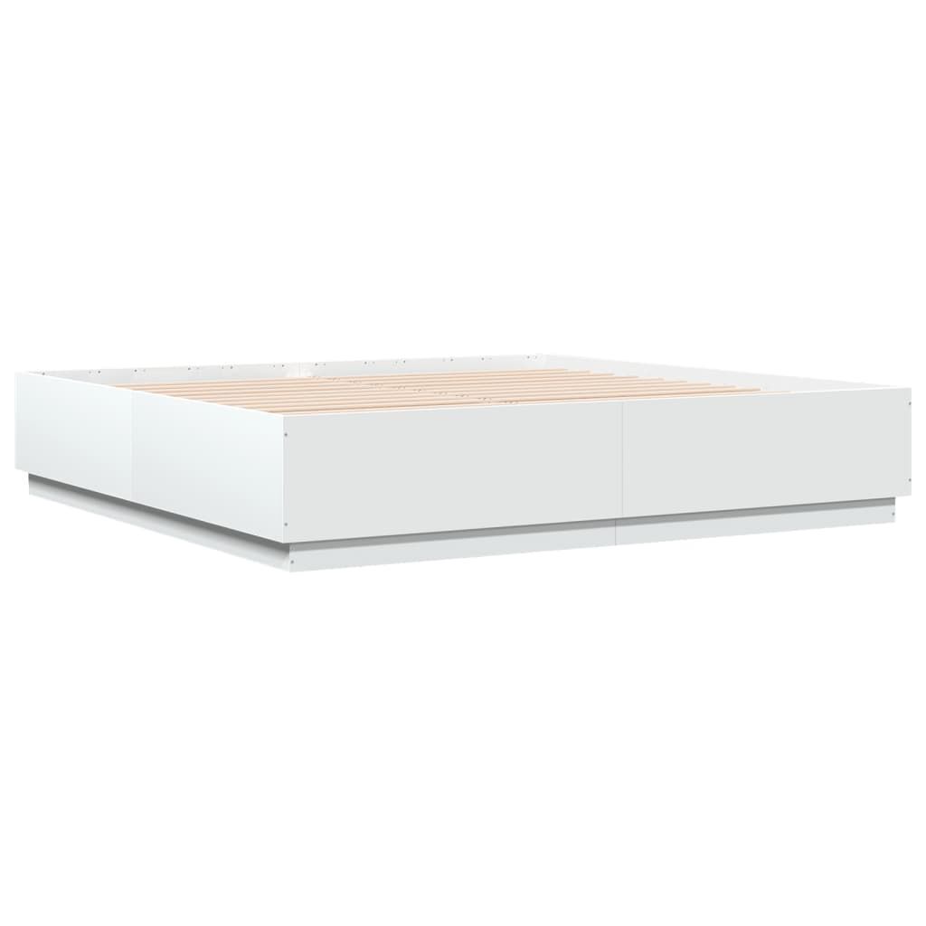 Bed Frame with LED without Mattress White 183x203 cm King Price
