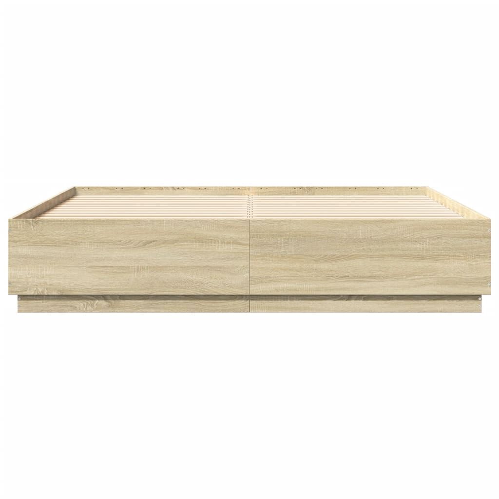 Bed Frame with LED without Mattress Sonoma Oak 183x203 cm King Price