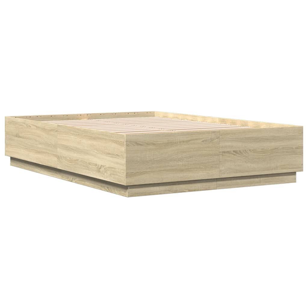 Bed Frame with LED without Mattress Sonoma Oak 150x200 cm Price