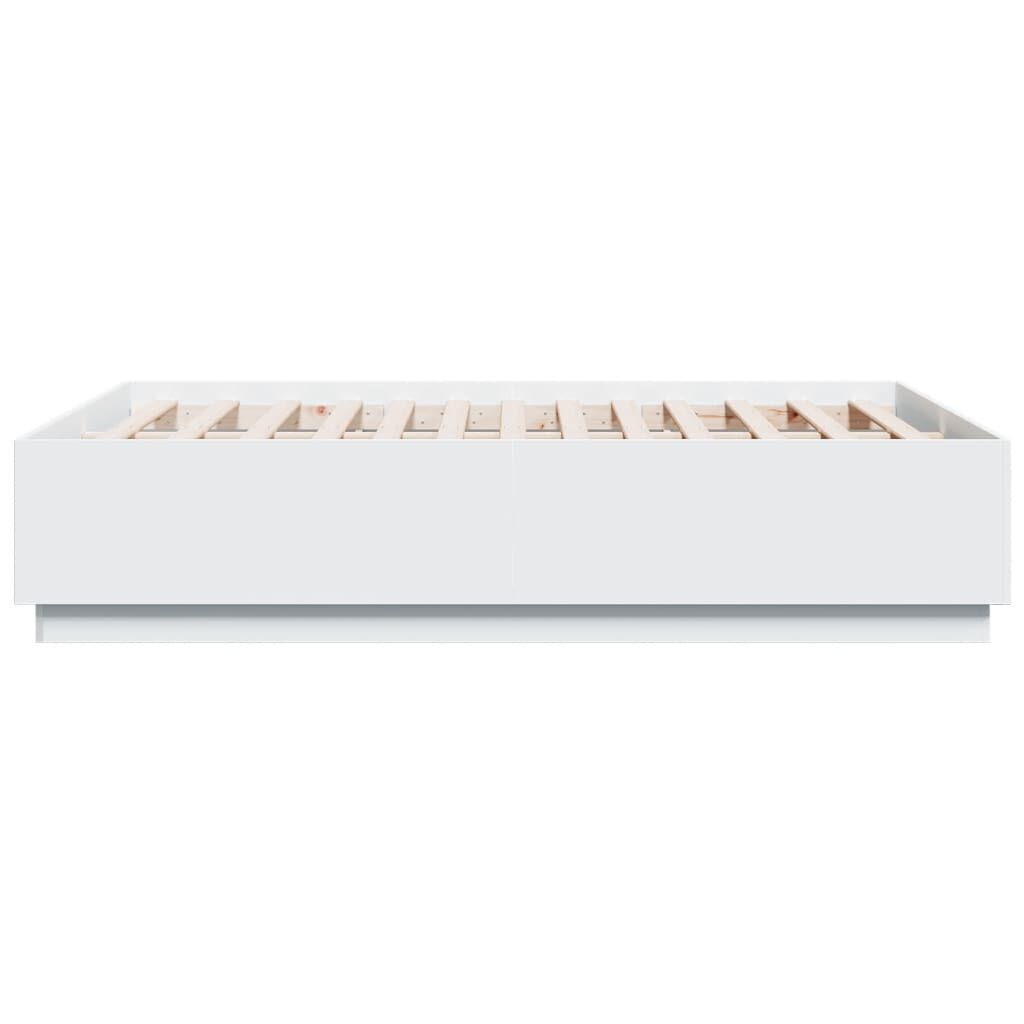 Bed Frame with LED without Mattress White 135x190 cm Price