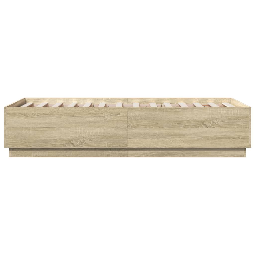 Bed Frame with LED without Mattress Sonoma Oak 90x190 cm Price