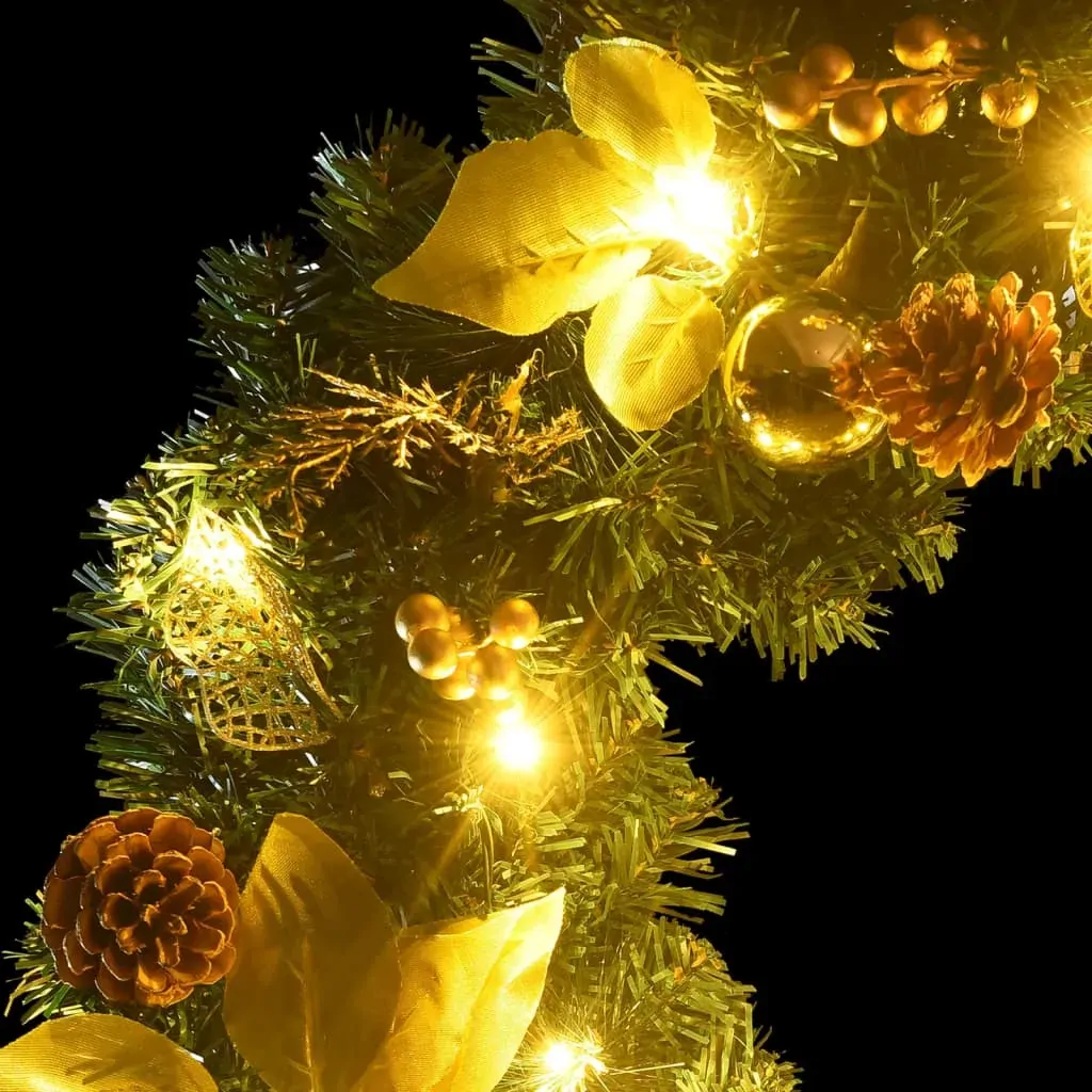 Christmas Garland with LED Lights Green 2.7 m PVC Price