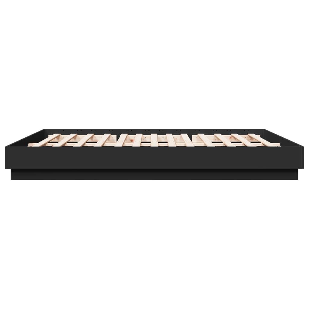 Bed Frame with LED without Mattress Black 183x203 cm King Price
