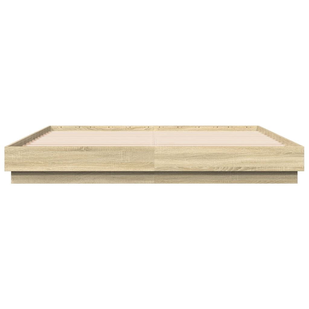 Bed Frame with LED without Mattress Sonoma Oak 183x203 cm King Price