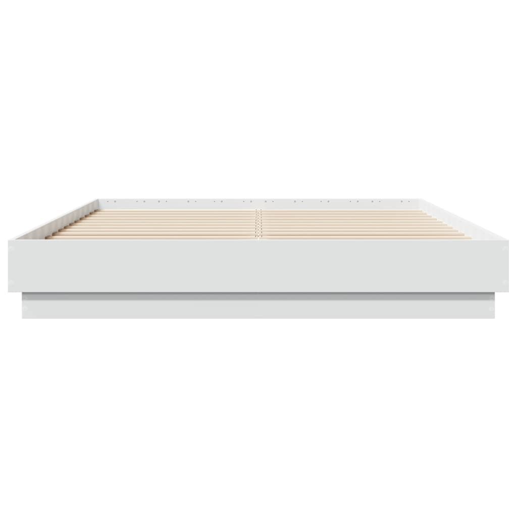 Bed Frame with LED without Mattress White 150x200 cm Price