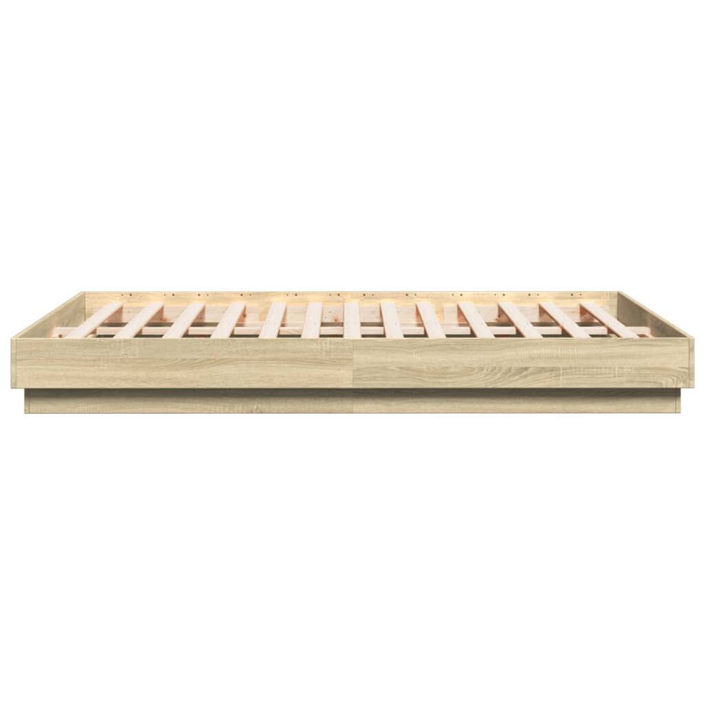Bed Frame with LED without Mattress Sonoma Oak 150x200 cm Price