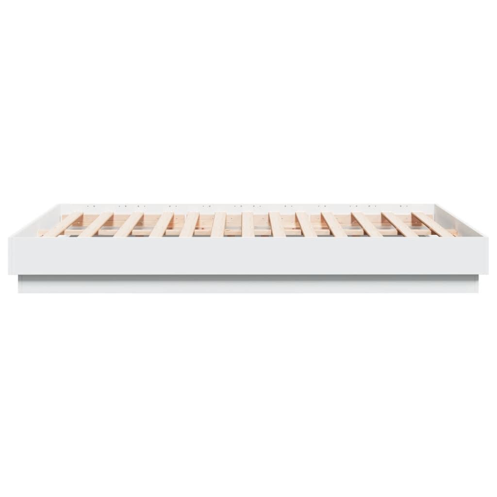 Bed Frame with LED without Mattress White 135x190 cm Price