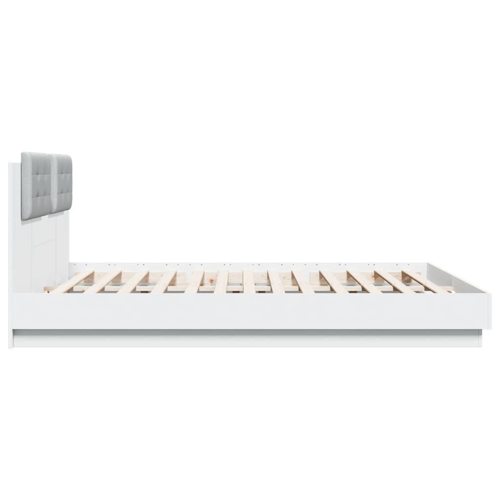 Bed Frame with LED without Mattress White 183x203 cm King Price