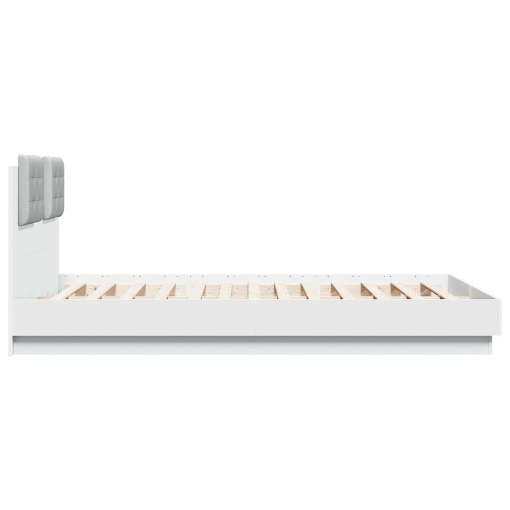 Bed Frame with LED without Mattress White 150x200 cm Price