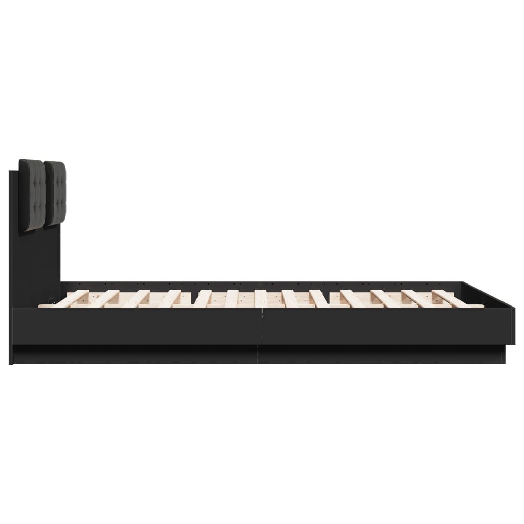 Bed Frame with LED without Mattress Black 150x200 cm Price