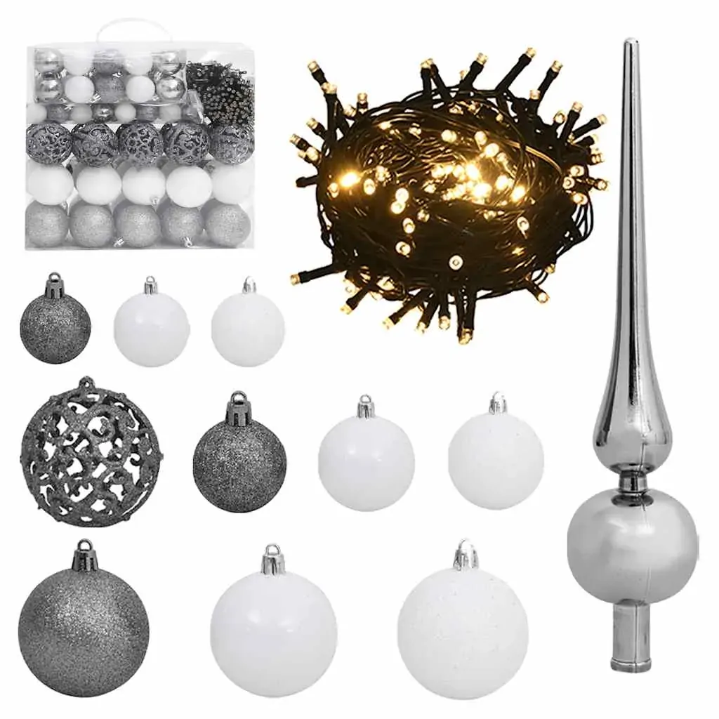 Slim Christmas Tree 300 LEDs & Ball Set & Flocked Snow 270 cm Price