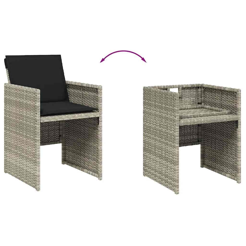 9 Piece Garden Dining Set with Cushions Light Grey Poly Rattan Price