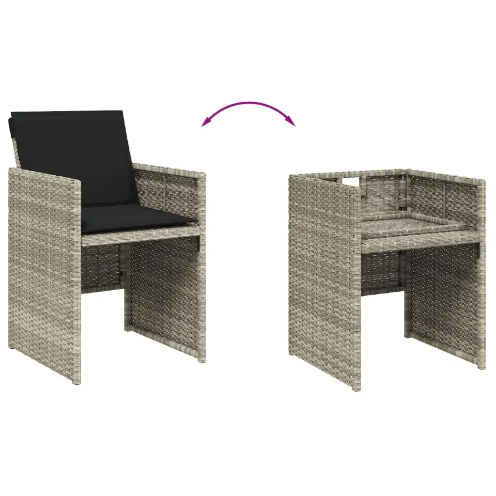 11 Piece Garden Dining Set with Cushions Light Grey Poly Rattan Price