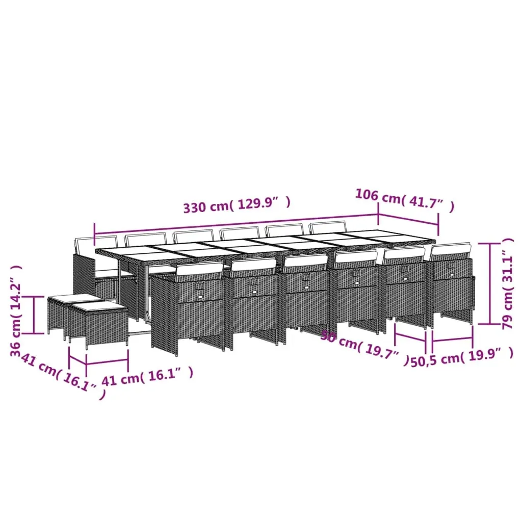 17 Piece Garden Dining Set with Cushions Black Poly Rattan Price