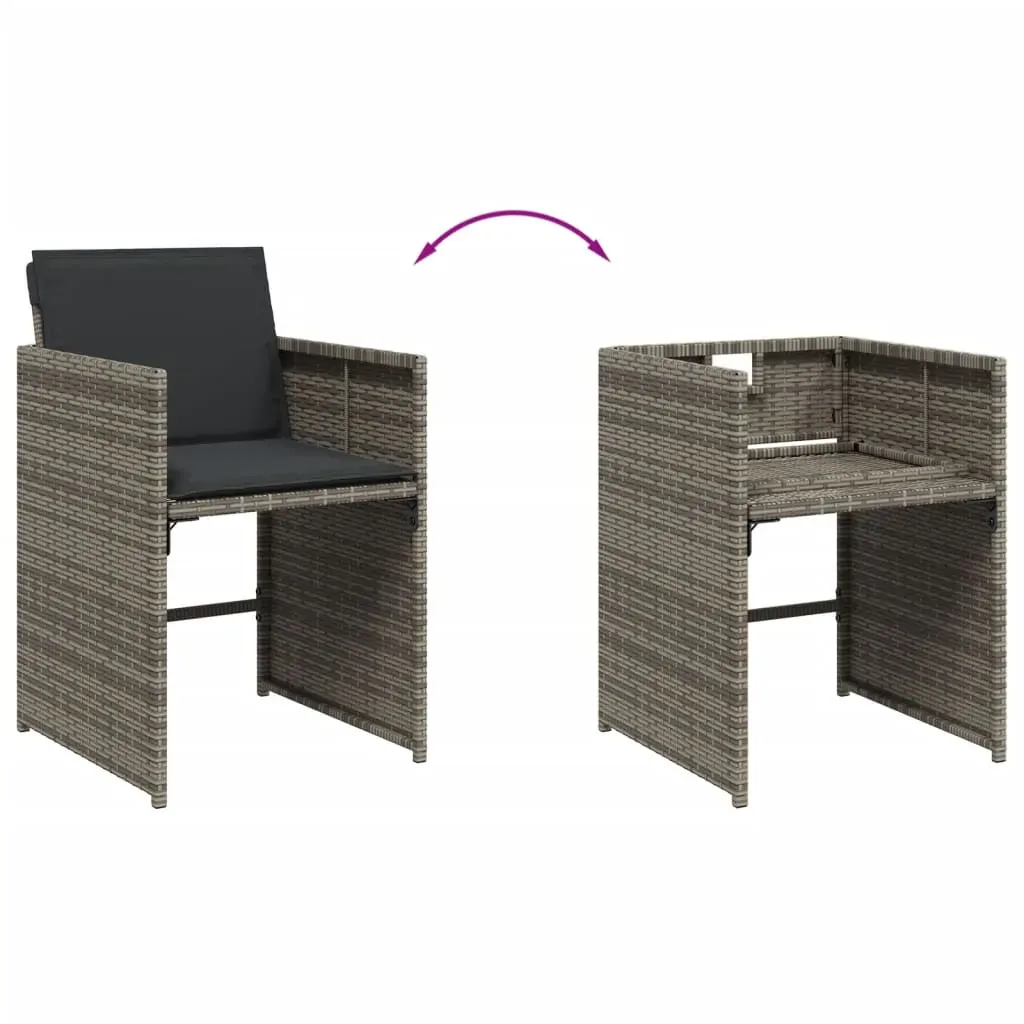 7 Piece Garden Dining Set with Cushions Grey Poly Rattan Price