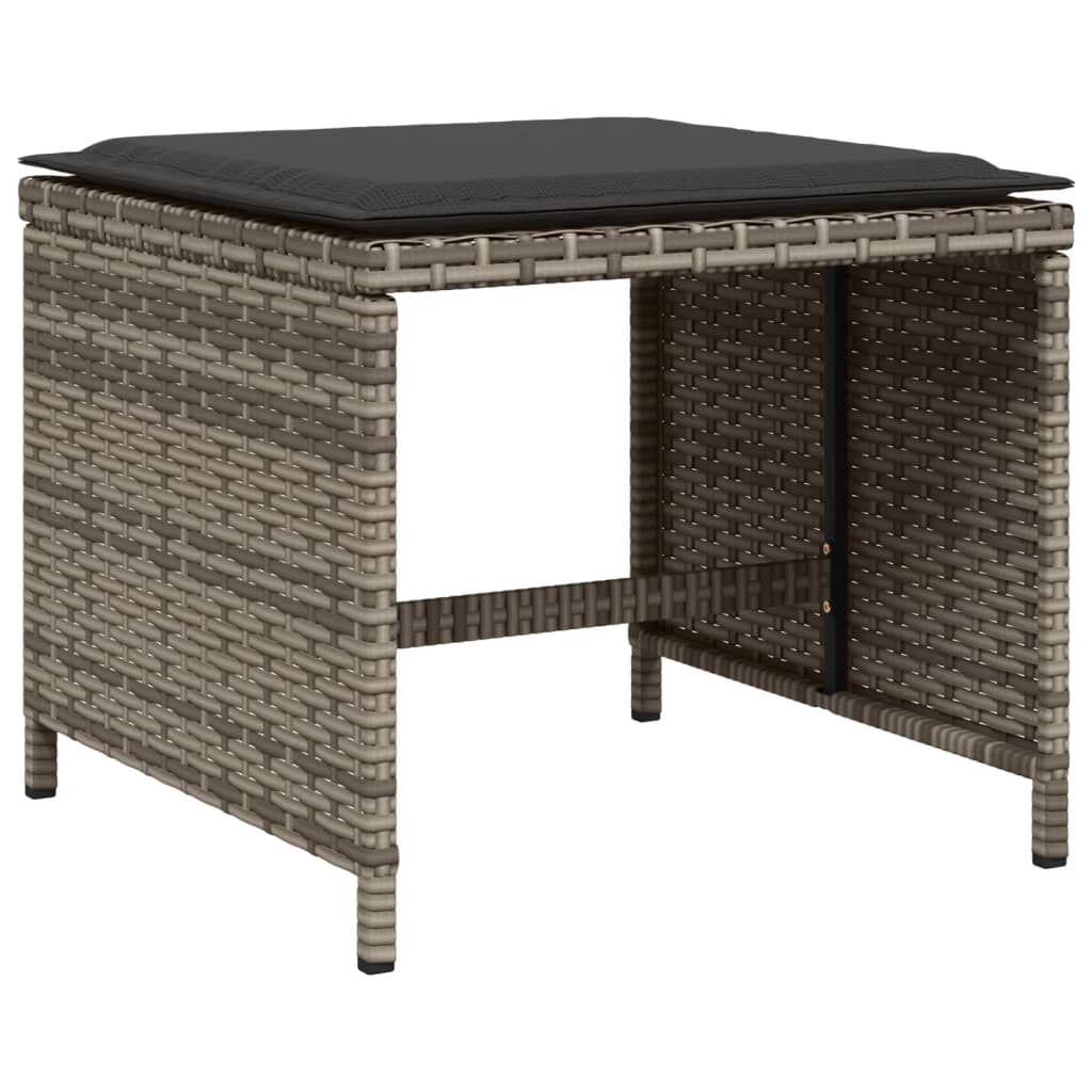 9 Piece Garden Dining Set with Cushions Grey Poly Rattan Price