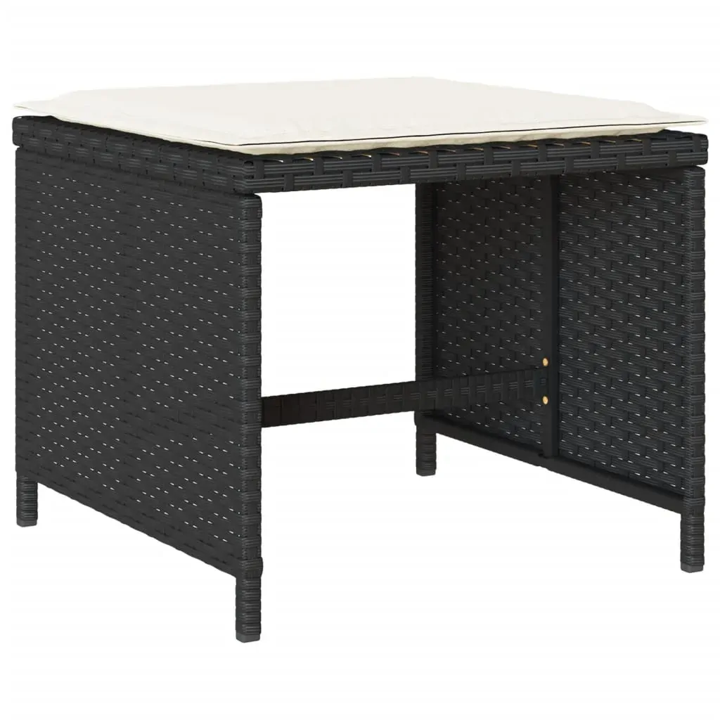 11 Piece Garden Dining Set with Cushions Black Poly Rattan Price