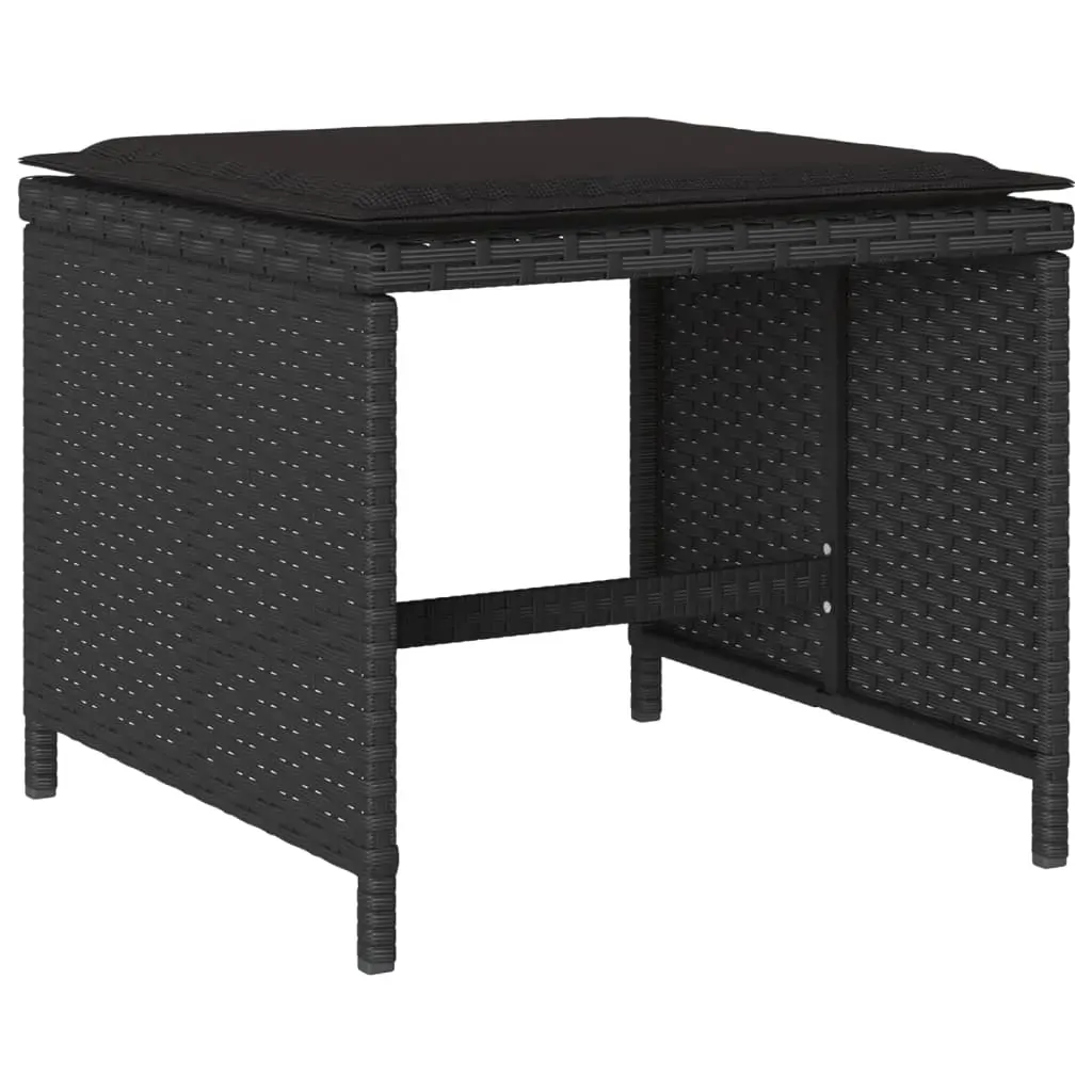 11 Piece Garden Dining Set with Cushions Black Poly Rattan Price