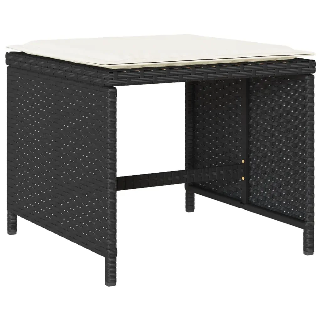 11 Piece Garden Dining Set with Cushions Black Poly Rattan Price