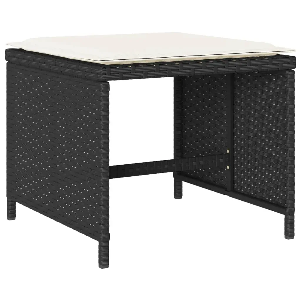 15 Piece Garden Dining Set with Cushions Black Poly Rattan Price