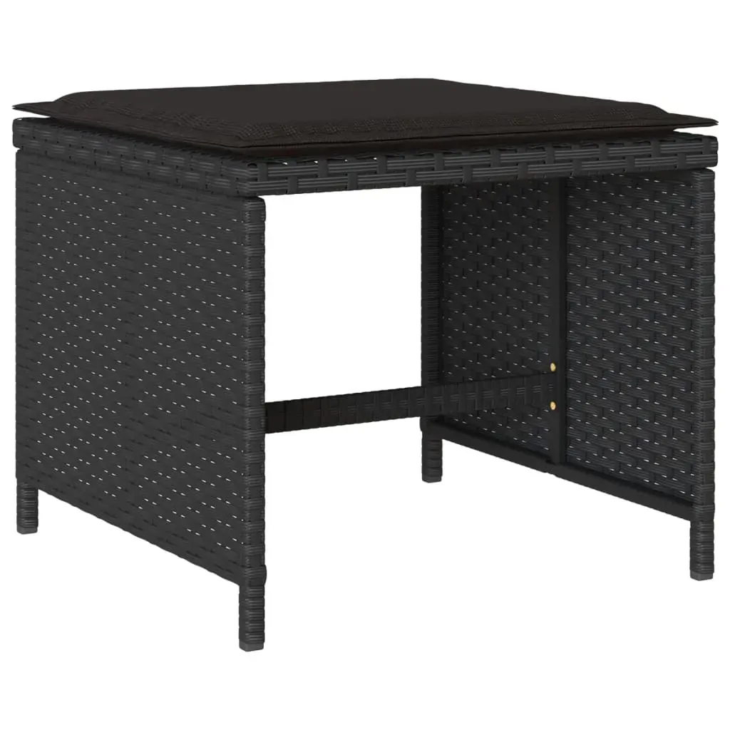 15 Piece Garden Dining Set with Cushions Black Poly Rattan Price