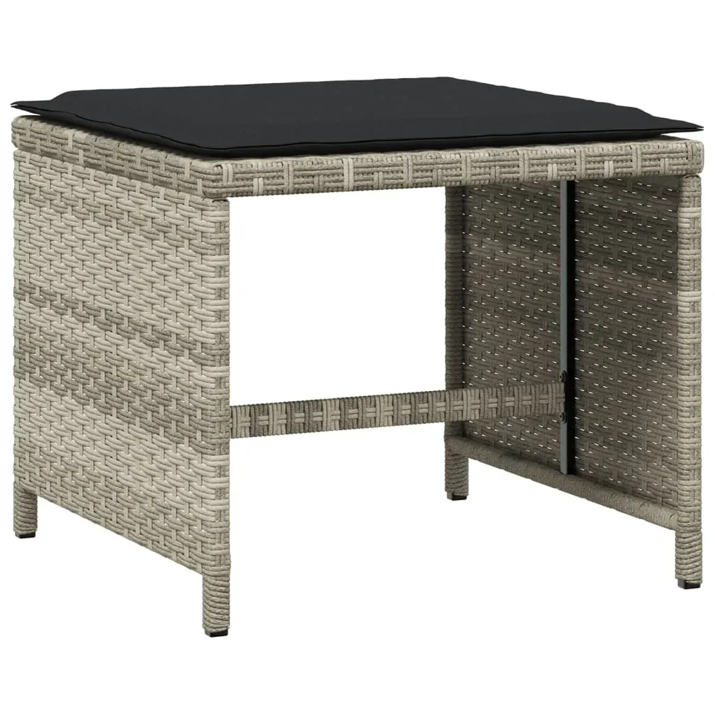 15 Piece Garden Dining Set with Cushions Light Grey Poly Rattan Price