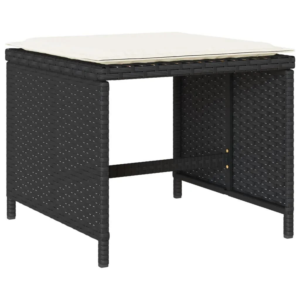 15 Piece Garden Dining Set with Cushions Black Poly Rattan Price