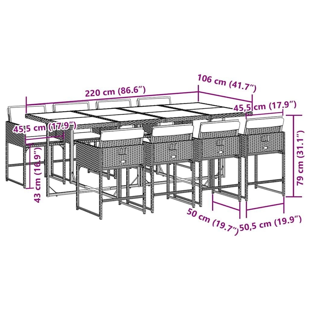 9 Piece Garden Dining Set with Cushions Grey Poly Rattan Price