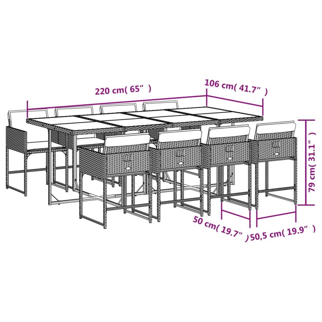 9 Piece Garden Dining Set with Cushions Beige Poly Rattan Price